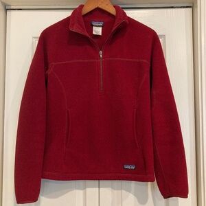Women's Patagonia Synchilla Marsupial Fleece, Half Zip Pullover, Medium, Red